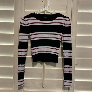Forever 21 Striped Long Sleeve Crop Top